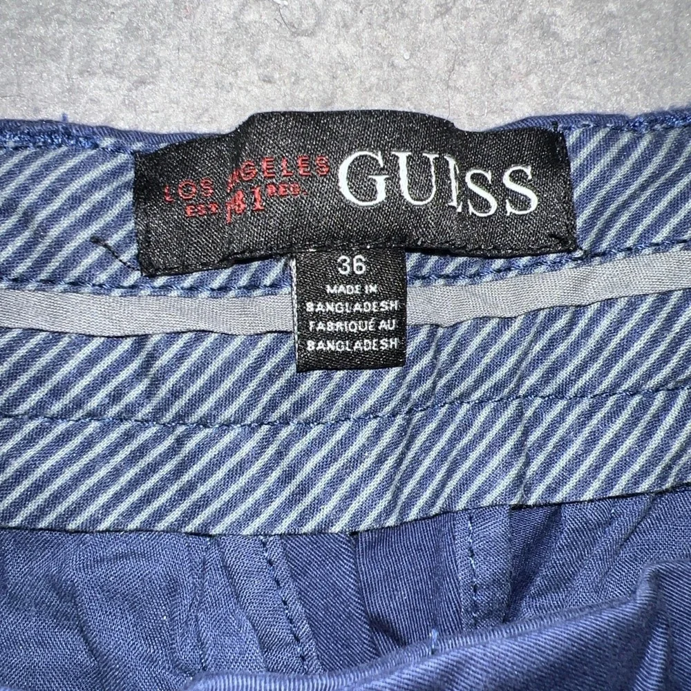 Guess Los Angeles Pants Mens Sz 36 (35x31) Navy Blue Chino Straight Leg Trousers
